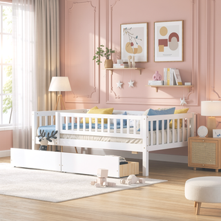Sunvega Twin Size Daybed with Two Drawers Made of Solid Pine Wood