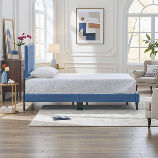 Sunvega White Faux Leather Upholstered Queen Bed with Adjustable Headboard
