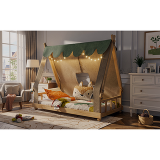 Sunvega Twin Size House Bed with Detachable Tent and Light for Cozy Naps