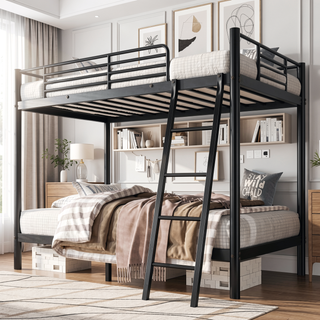 Sunvega Twin Over Full Metal Bunk Bed for Kids with Sturdy Platform Frame