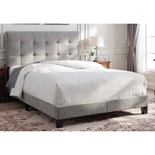 Sunvega Low Profile Full Size Upholstered Bed Frame with Tufted Headboard