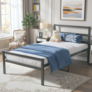 Sunvega Metal Platform Bed Frame with Headboard for Modern Bedroom No Box Spring