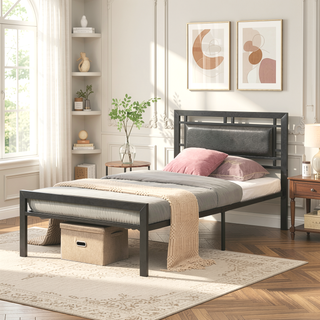 Sunvega Full Metal Bed with Sturdy Steel Structure for Modern Bedroom