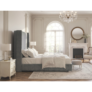 Sunvega Contemporary White Fur Chenille Fabric Mattress Ready Queen Size Bed