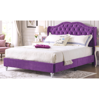 Sunvega Transitional Purple Upholstered Full Bed with Sturdy Frame for Bedroom