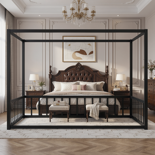 Sunvega Full Size Floor Bed with Multi-Sided Guardrail Protection and Open Low-Profile Design