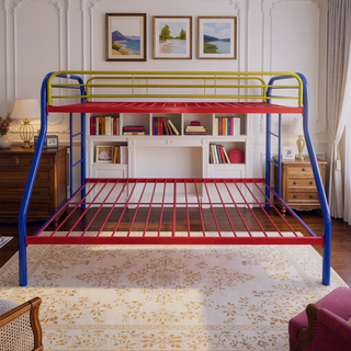 Sunvega Twin/Full Metal Bunk Bed with Slat System and Guardrail