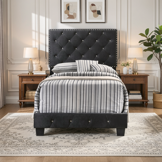 Sunvega Chic Black Twin Bed for Kids or Guest Room Use