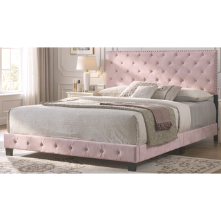 Sunvega Bold Pink Transitional King Bed for Comfortable Nightly Support