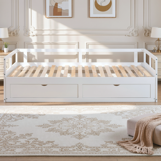 Sunvega Extending Daybed with Trundle for Spontaneous Guests from Twin to King Size