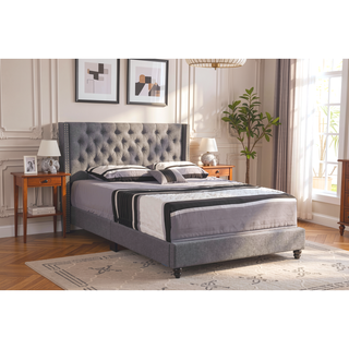 Sunvega Elegant Gray Full Upholstered Bed with Sturdy Frame for Modern Comfort