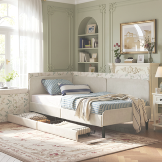 Sunvega Twin Size Upholstered Sofa Bed Frame with 2 Storage Drawers and Velvet