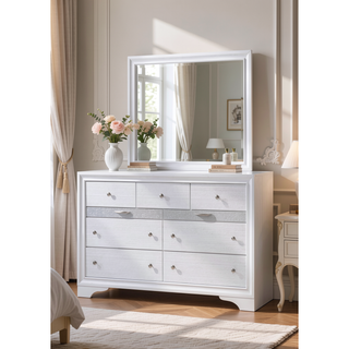 Sunvega Seven Drawer Wood Dresser with Spacious Storage for Bedroom