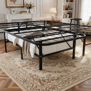 Sunvega Heavy-Duty Steel Platform Foundation with Tool-Free Assembly for Queen Bed