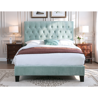 Sunvega Blue Full Upholstered Bed with Transitional Style for Bedroom