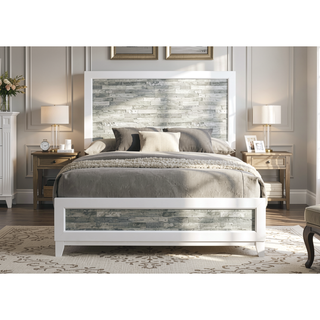 Sunvega Modern Contemporary Style King Panel Bed with Tall Headboard and Footboard