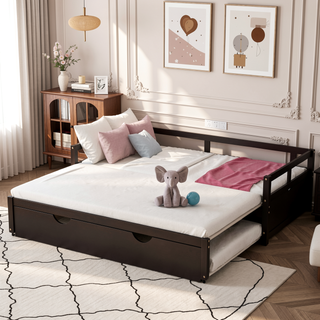 Sunvega Extending Daybed with Trundle for Spontaneous Guests from Twin to King Size