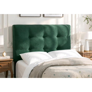 Sunvega Twin Size Green Velvet Upholstered Platform Bed Frame for Youth Bedroom