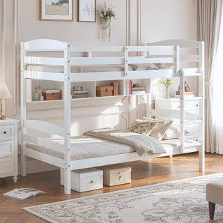 Sunvega Twin over Twin Bunk Bed with Guard Rails in Black Finish