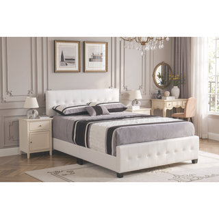 Sunvega Elegant Transitional Queen Bed in White with Chic Finish and Sturdy Build