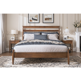 Sunvega Transitional Chestnut Finish Wood Frame Full Platform Bed in a Box