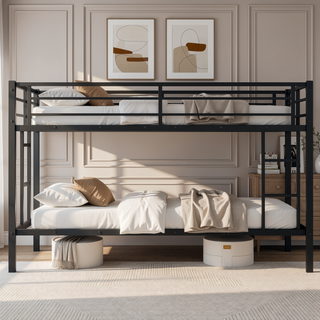 Sunvega Twin Size Metal Loft Bed with Storage Shelf and Safety Guardrails for Kids