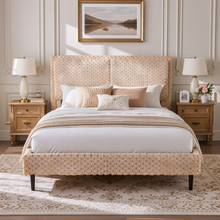 Sunvega Plush Soft Bed with Dual-Zone Backrest for Bedroom, Queen Size