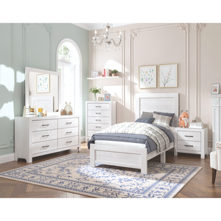 Sunvega Natural Finish Full Bed with Headboard Footboard and Rails