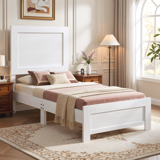 Sunvega Natural Finish Full Bed with Headboard Footboard and Rails