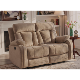 Sunvega Reclining Transitional Loveseat with Lumbar Support and Stainly Steel Base