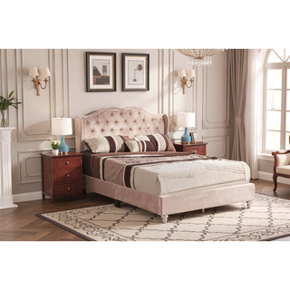 Sunvega Elegant Transitional Full Upholstered Bed with Plush Beige Hue