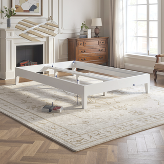 Sunvega King Platform Bed with 28-Slat Dual-Zone System in White