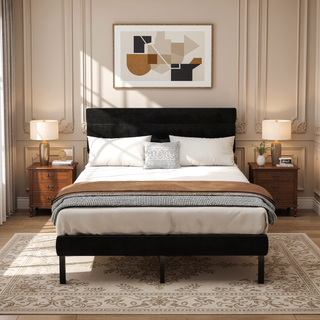 Sunvega Full Size Upholstered Platform Bed Frame With Headboard and 14'' Storage
