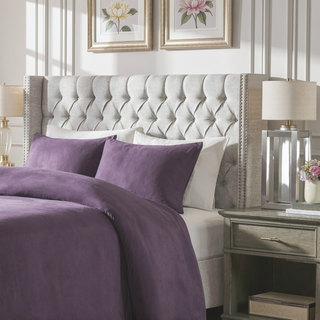 Sunvega Grey Queen Upholstery Headboard with Button Tufted and Nailhead Decor