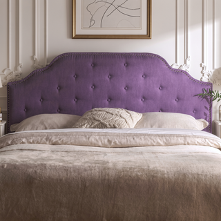 Sunvega Queen Size Upholstered Headboard with Tufted Design and Nailhead Trim