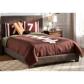 Sunvega Brown Leather Look Upholstered Full Size Bed with Headboard