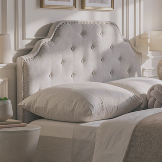 Sunvega Queen Size Upholstered Headboard with Tufted Design and Nailhead Trim