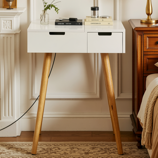 Sunvega Makeup Vanity Table with 3-Color LED Mirror and 2 Drawers for Bedroom