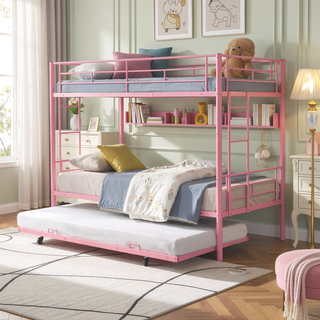 Sunvega Metal Bunk Bed with Trundle for Modern Space Saving Bedroom