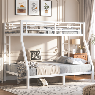 Sunvega Metal Full over Full Bunk Bed for Teens and Adults with Noise Reduction and Storage