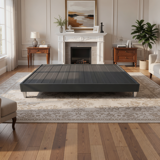 Sunvega Easy Assembly Modern Faux-Wood Legs Fabric Covered Twin Bed Frame