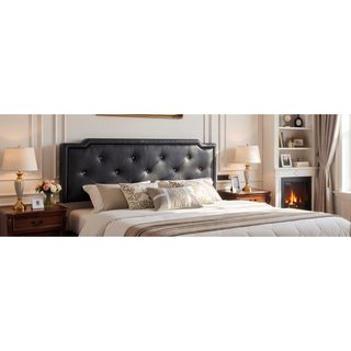 Sunvega Full Bed with Chic Tufted Headboard and Vibrant Blue Hue in One Box