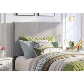 Sunvega Twin Size Upholstered Bed Frame in Soft Grey Leather Look Material