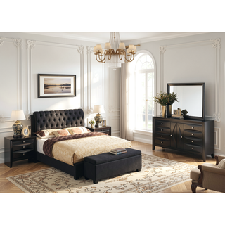 Sunvega Modern Black Queen Bed with Sleek Finish for Bedroom