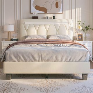 Sunvega Queen Size LED Bed Frame with RGB Ambiance & Charging Hub