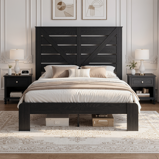 Sunvega Full Size Metal Platform Bed Frame with Headboard and Under Bed Storage