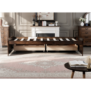 Sunvega Twin Size Bed with 2 Drawers and Wheels for Spacious Storage