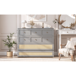 Sunvega Full Size Murphy Bed with Large Storage Drawers in Classic Gray