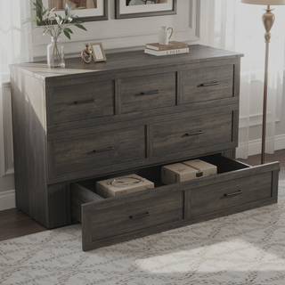 Sunvega Queen Murphy Bed Cabinet with Charging Station and Storage Drawer