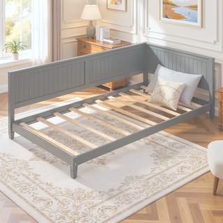 Sunvega Classic Mid-Century Modern Wood Daybed Sofa Bed with Backrest and Armrest